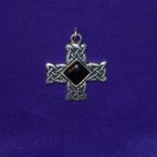 Celtic knot cross with black enamel silver pendant